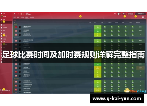 足球比赛时间及加时赛规则详解完整指南